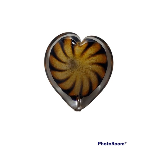 The Glass Forge Hand Blown Glass Signed Heart Paperweight 3.5"x4" - Picture 2 of 5